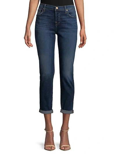 Shop 7 For All Mankind Rolled Cuff Jeans In Blue