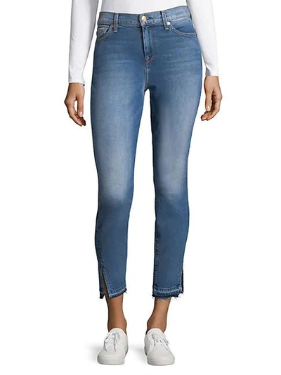 Shop 7 For All Mankind Vented-cuff Skinny Jeans In Vintage Blue