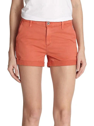 Shop Ag Stretch Cotton Shorts In Papaya