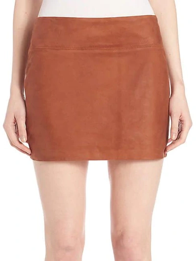 Shop Alice And Olivia Sophya Suede Mini Skirt In Tobacco