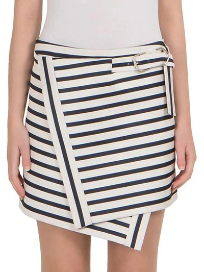 Shop Carven Striped Wrap Skirt In Ivoire