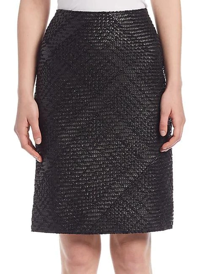 Shop Lanvin Whipstitch Leather Pencil Skirt In Black