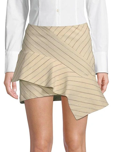Shop Isabel Marant Stripe Ruffle Mini Skirt In Ecru