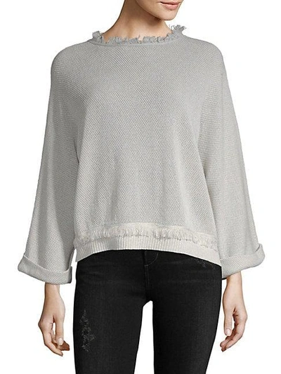 Shop Inhabit Fray-trimmed Mesh Sweater In Ivory