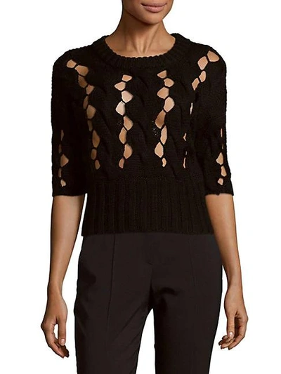 Shop Dkny Cable Knitted Wool Sweater In Black