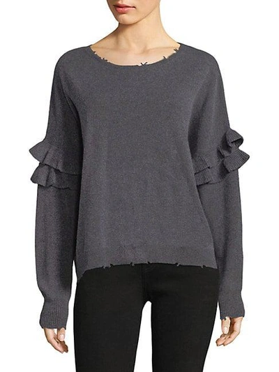Shop Current Elliott Frayed Ruffle Sweater In Dark Grey