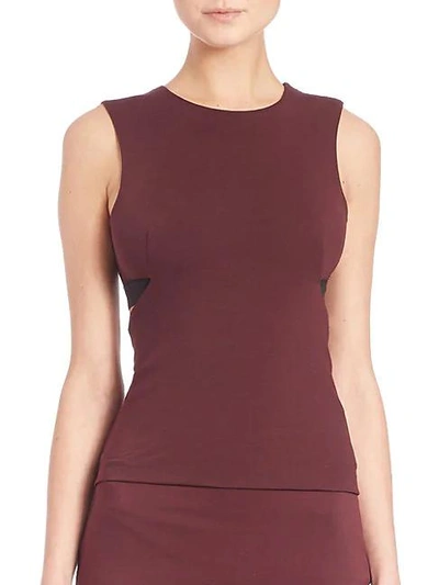 Shop Alexander Wang High Lux Ponte Back Cut- Out Shell Top In Aubergine