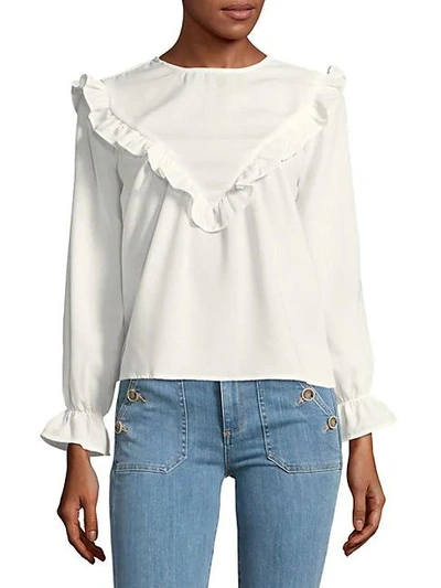 Shop English Factory Ruffle Long-sleeve Top In White