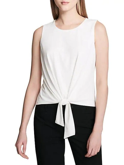 Shop Calvin Klein Sleeveless Tie Front Top In Cream