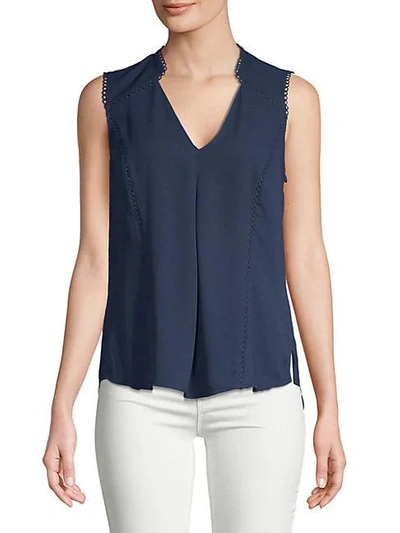 Shop Daniel Rainn Lace-trimmed Sleeveless Top In Indigo