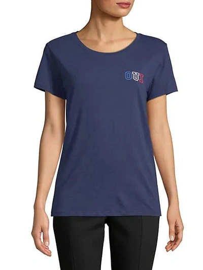 Shop Chrldr Oui Cotton Tee In Navy