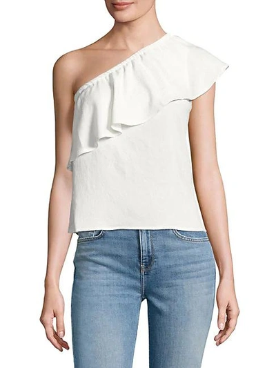 Shop 7 For All Mankind Ruffled One-shoulder Top In Soft White