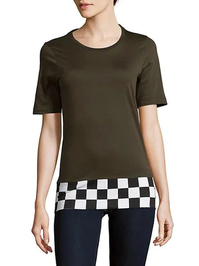 Shop Dsquared2 Checkered Hem Cotton Tee In Green