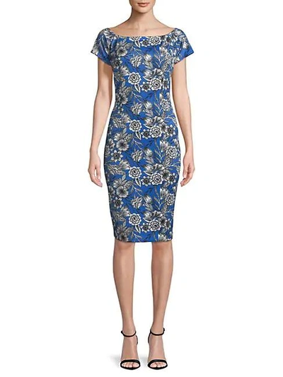 Shop Alexia Admor Floral-print Bodycon Dress In Blue Floral