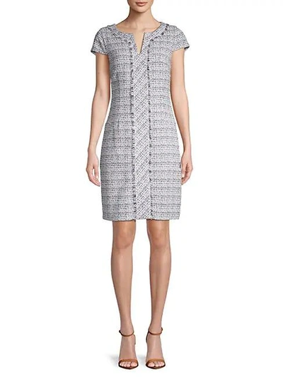 Shop Karl Lagerfeld Fringed Tweed Shift Dress In Multi
