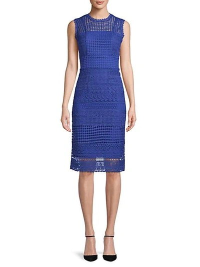 Shop Abs By Allen Schwartz Embroidered Lace Sheath Dress In Royal Blue