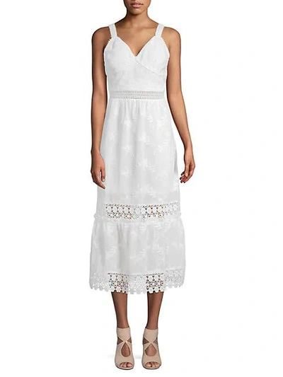 Shop Abs By Allen Schwartz Lace-trimmed Midi Dress In Bright White