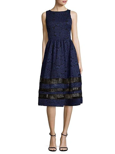 Shop Alice And Olivia Odelia Knee-length Dress In Indigo Multi