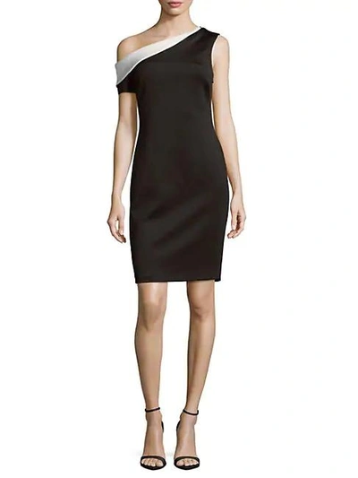 Shop Calvin Klein One-shoulder Sheath Dress In Black Cream