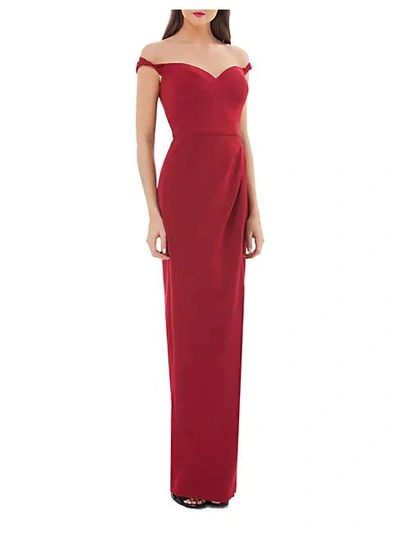 Shop Js Collections Sweetheart Off-the-shoulder Gown In Dark Cherry