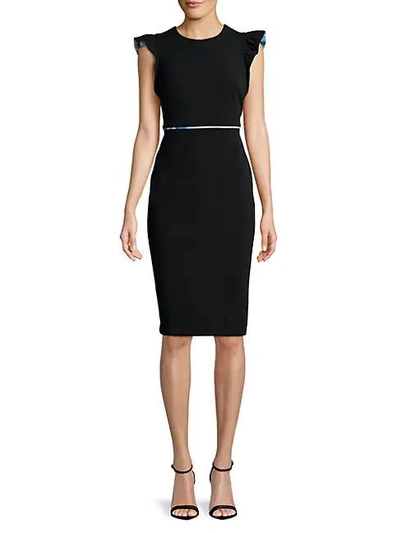 Shop Calvin Klein Flutter-sleeve Sheath Dress In Black