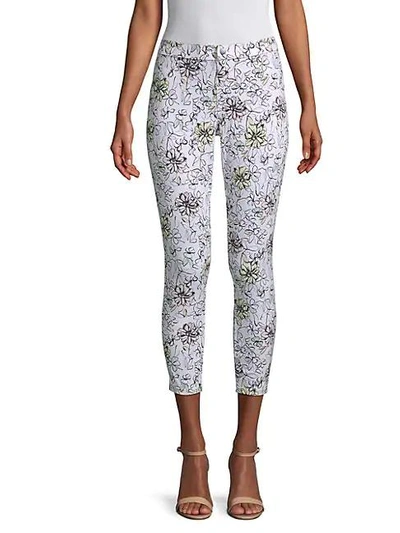 Shop Hue Serrano Floral-print Cropped Pants In White