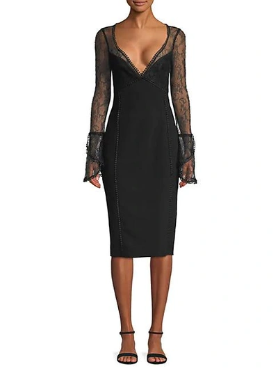 Shop Nicholas French Lace Cocktail Dress In Black