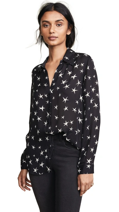 Shop L Agence Nina Silk Blouse In Black/ivory