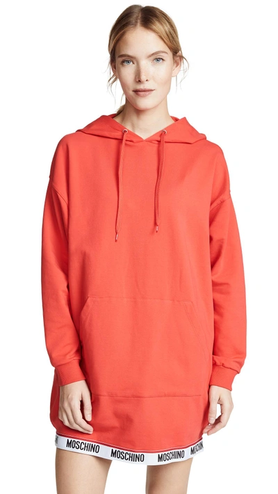 Shop Moschino Hoodie Dress In Red