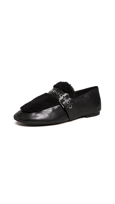 Shop Sol Sana Shela Faux Shearling Loafers In Black/black
