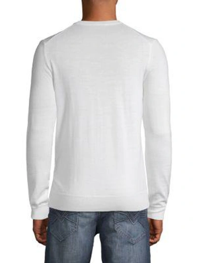 Shop Versace Long-sleeve Wool Sweater In Navy