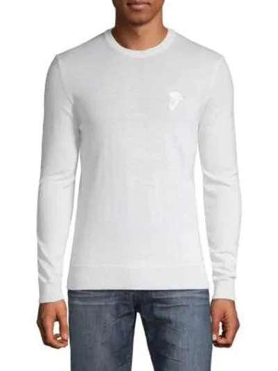 Shop Versace Long-sleeve Wool Sweater In White
