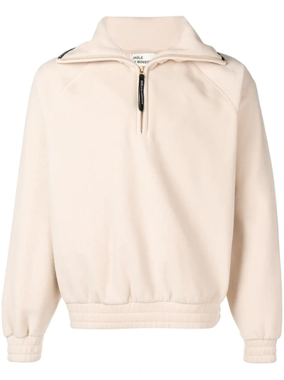 Shop Drôle De Monsieur Funnel-neck Zipped Sweatshirt - Neutrals