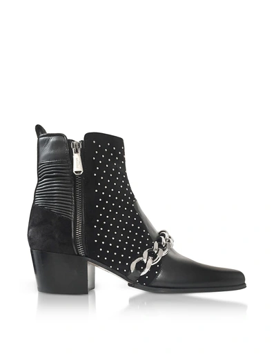 Shop Balmain Black Leather Ella Studs Boots