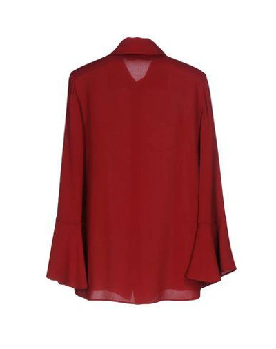 Shop Valentino Silk Shirts & Blouses In Maroon