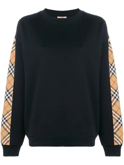 Shop Burberry Vintage Check Detail Sweater - Black