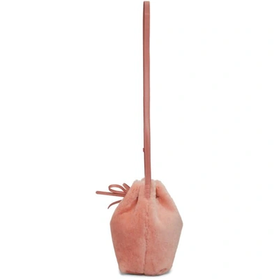 Shop Mansur Gavriel Pink Shearling Mini Bucket Bag In Blush