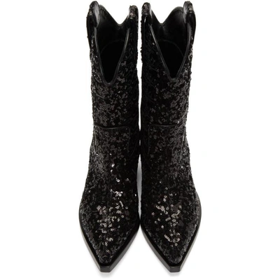 Shop Dolce & Gabbana Black Sequin Cowboy Boots In 80999 Black