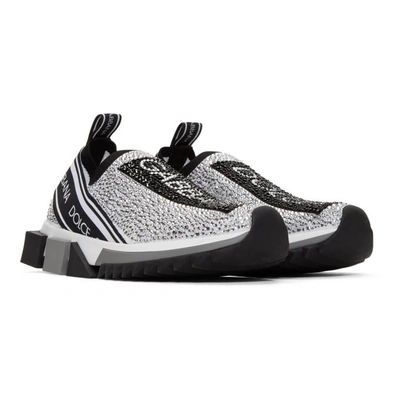 Shop Dolce & Gabbana Dolce And Gabbana Silver Crystal Sorrento Slip-on Sneakers In 8v135 Silve