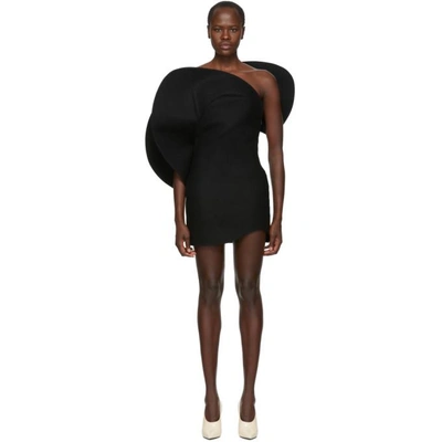 Shop Saint Laurent Black Felt Bustier Dress