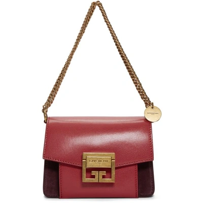 Shop Givenchy Red And Burgundy Mini Gv3 Shoulder Bag In 912 Pink