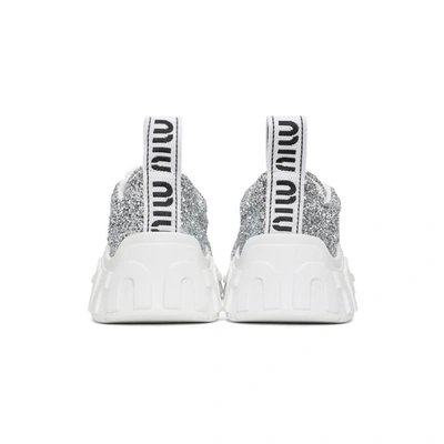 Shop Miu Miu Silver Glitter Chunky Sneakers In F0118 Silve