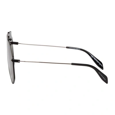 Shop Alexander Mcqueen Black Piercing Mask Aviator Sunglasses In 001 Black