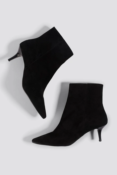 Shop Trendyol Hakaki Leather Boots - Black