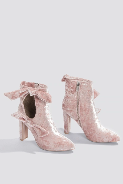 Shop Lavish Alice Velvet Cut Tie Ankle Boot - Pink