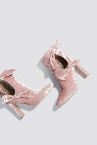 Shop Lavish Alice Velvet Cut Tie Ankle Boot - Pink