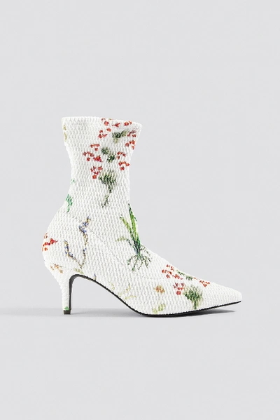 Shop Na-kd Textured Sock Boots White In White/print