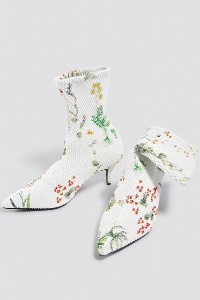 Shop Na-kd Textured Sock Boots White In White/print
