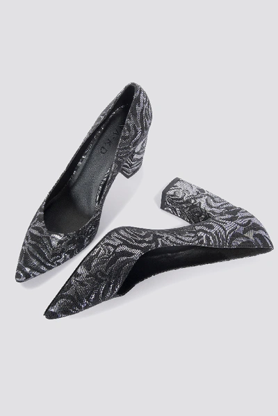 Shop Na-kd Rounded Heel Pumps Silver In Silver/black