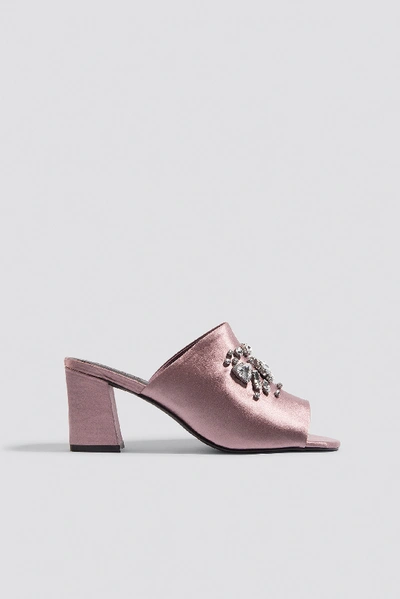 Shop Na-kd Embellished Mule Sandals Pink In Dusty Dark Pink